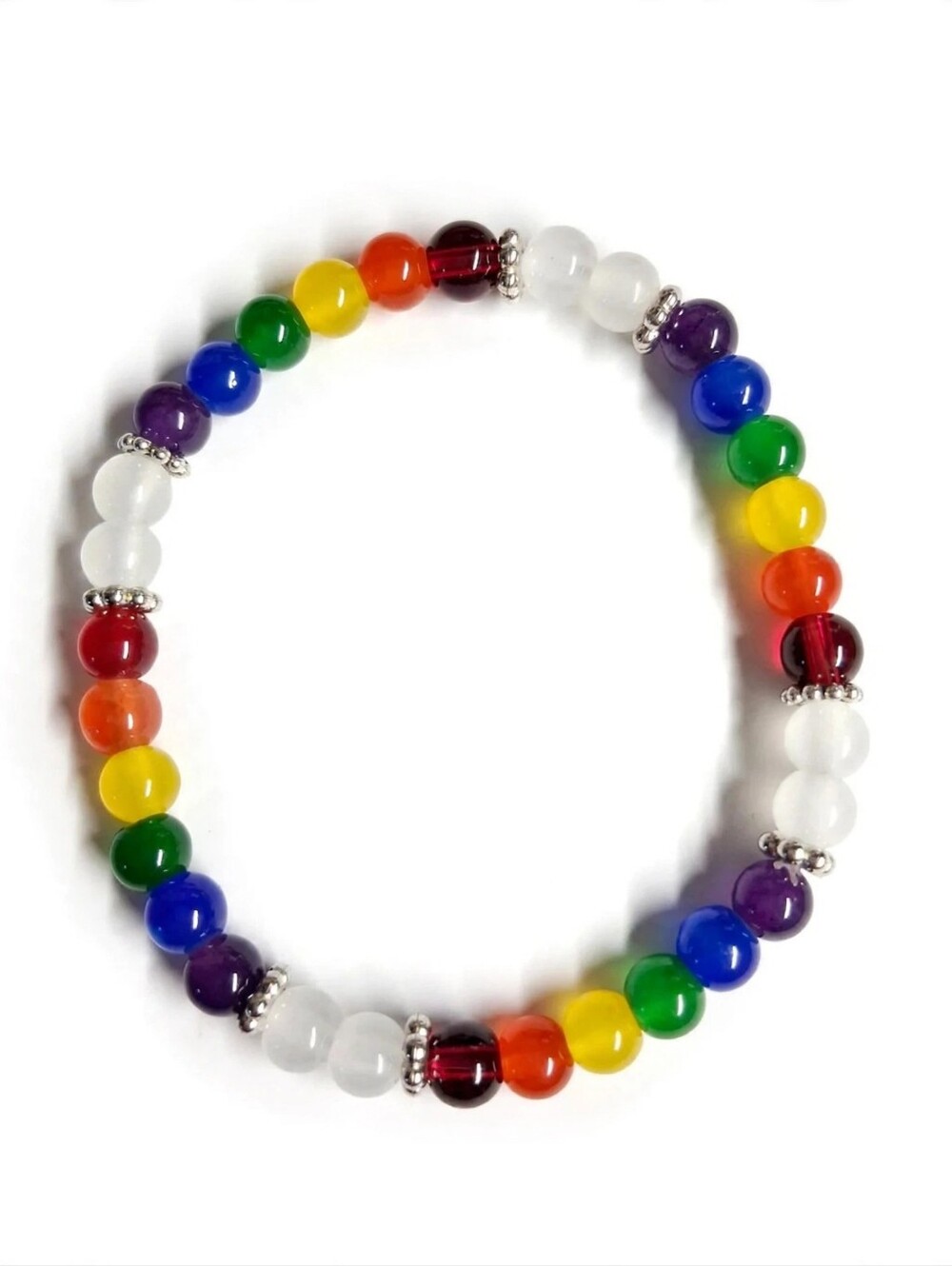 Colorful Rainbow Beaded Stretch Bracelet - Multi